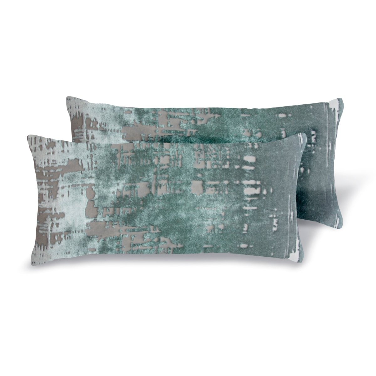 Brushstroke Velvet Burnout Pillow Jade Kevin O'Brien 7x15 Mini Boudoirs - Set of 2 Jade at FIG LINENS AND HOME 4