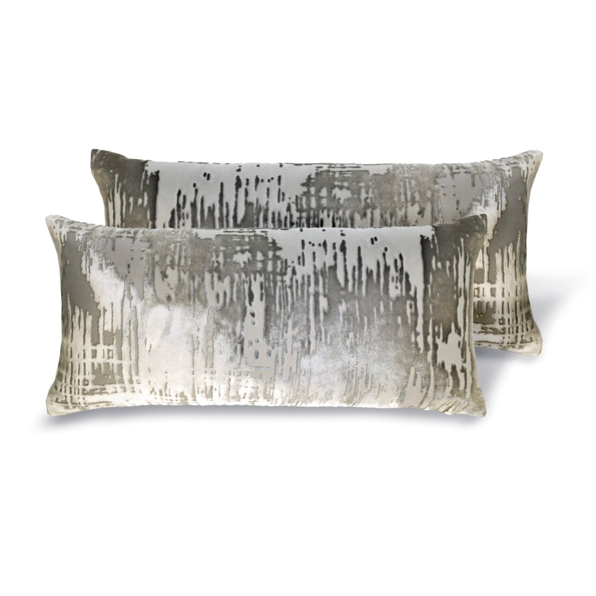 Brushstroke Velvet Burnout Pillow Nickel Kevin O'Brien 7x15 Mini Boudoirs - Set of 2 Nickel at FIG LINENS AND HOME 6