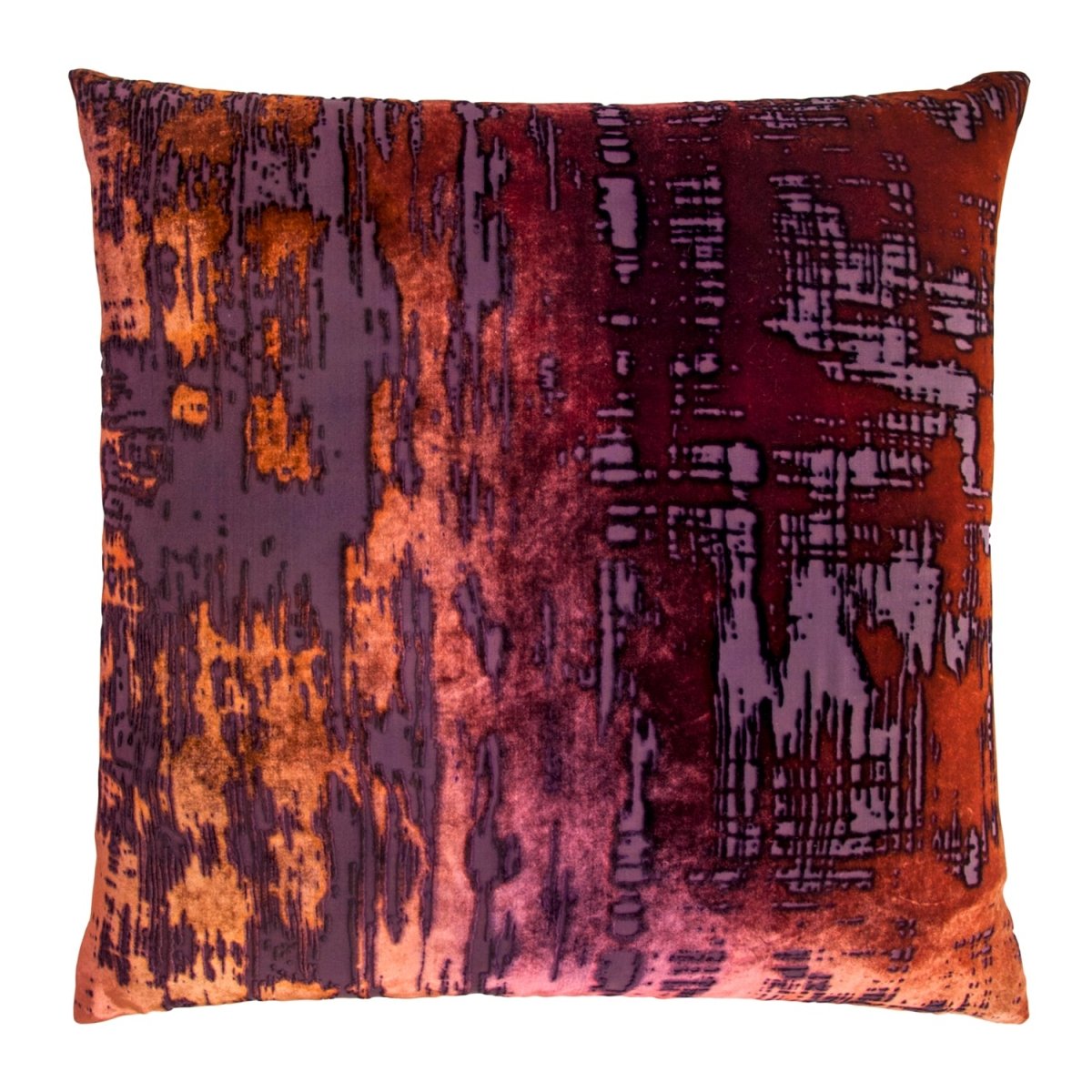 Brushstroke Velvet Burnout Pillow Wildberry Kevin O'Brien 22x22 Wildberry at FIG LINENS AND HOME 5