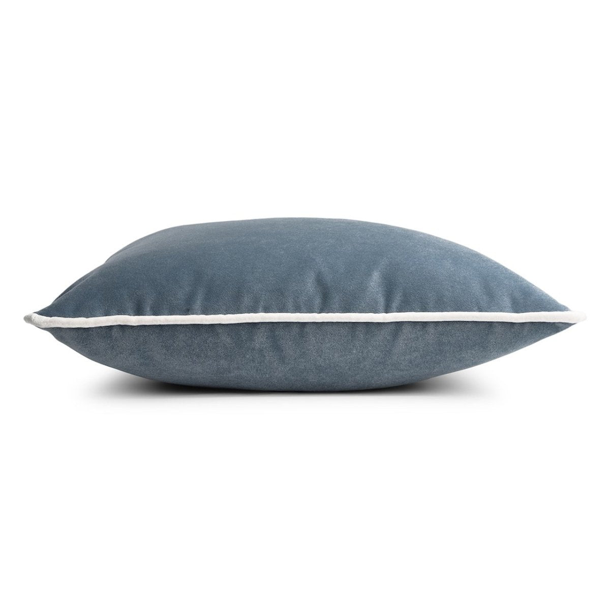 Tranquility Velvet Performance Pillows Sky Kevin O'Brien 14x20 Piping Detail