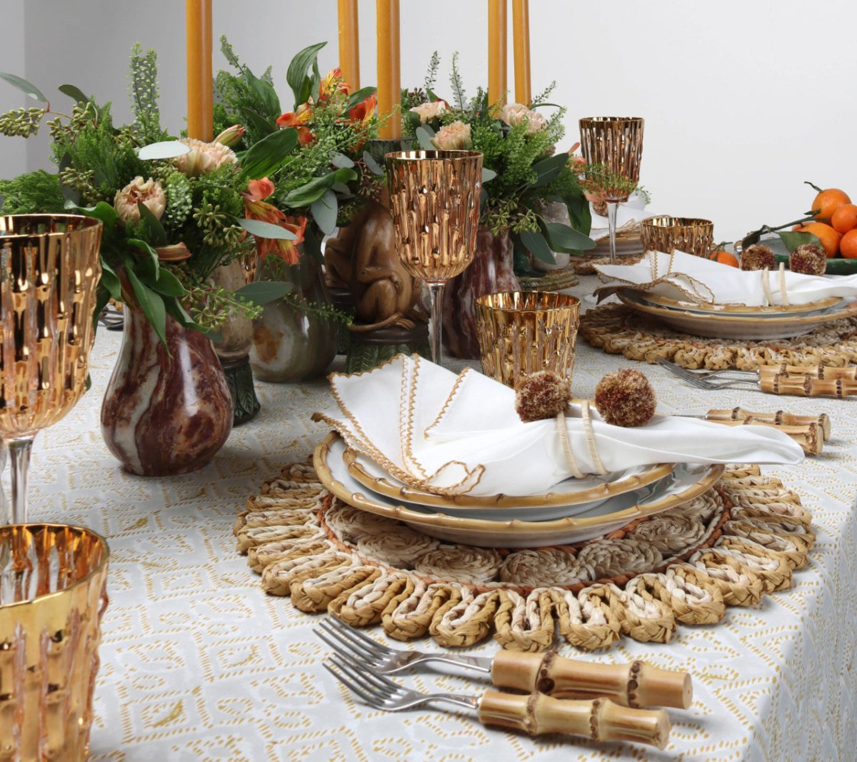 Alfresco Tablecloth in Natural & Gray by Kim Seybert Lifestyle 2