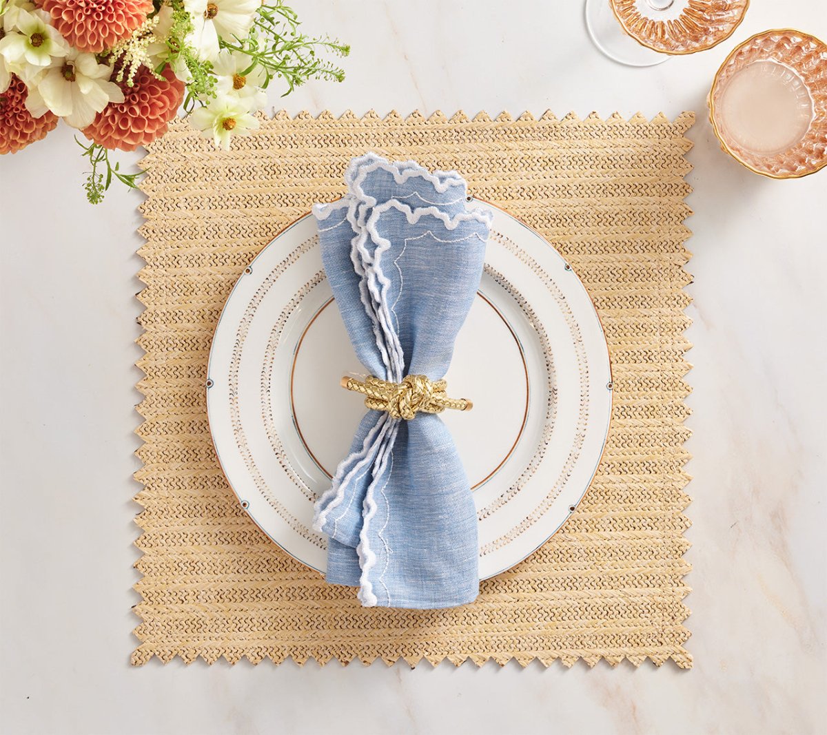 Arches Napkin in Blue & White by Kim Seybert at Fig Linens and Home - LIfestyle