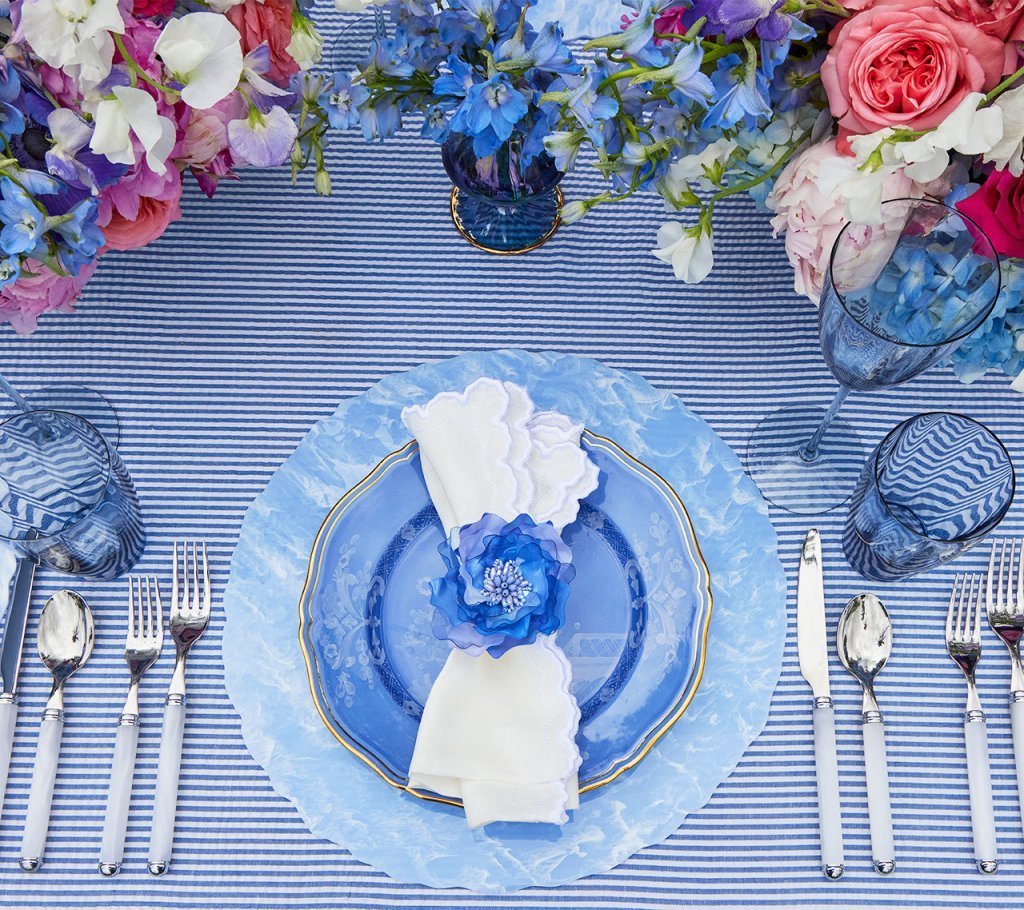 Arches Napkin in White by Kim Seybert at Fig Linens and Home - Lifestyle 3