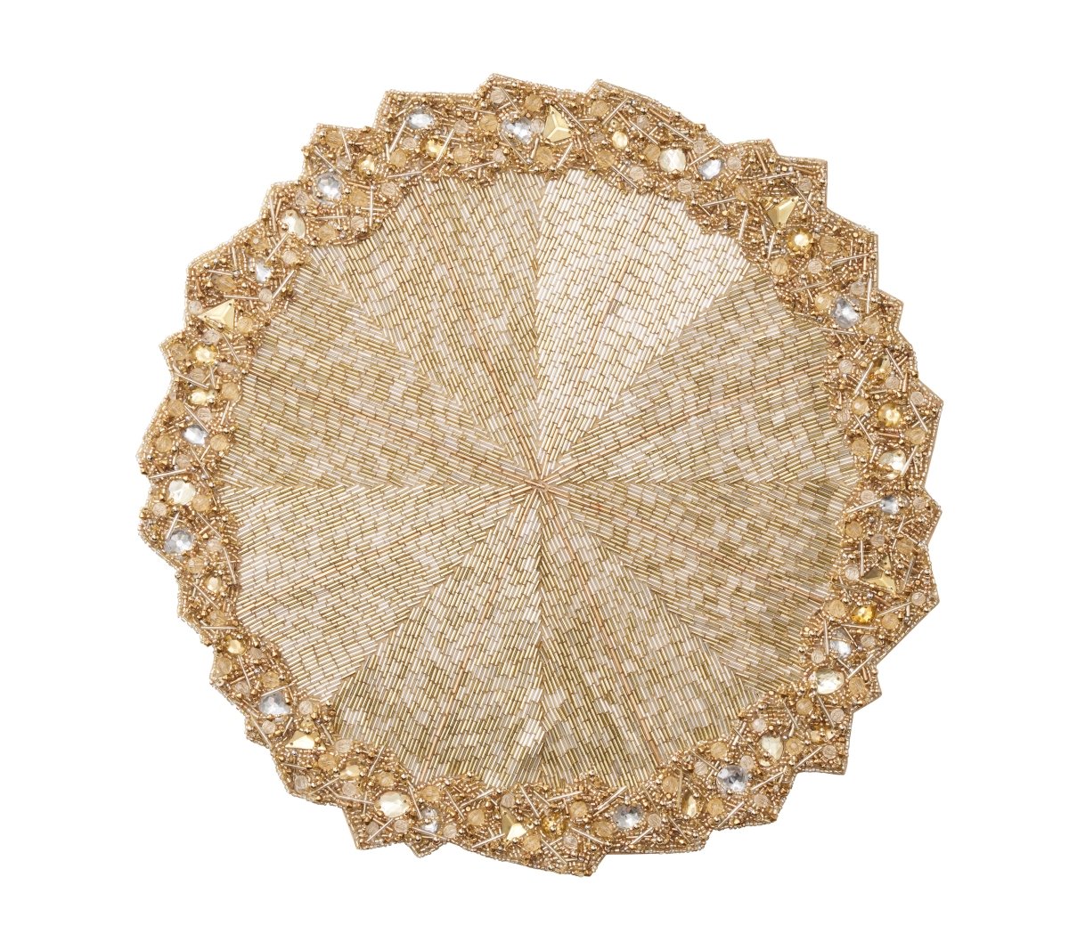 Aurelia Placemat in Champagne & Crystal, Set of 2 Kim Seybert at Fig Linens and Home 1