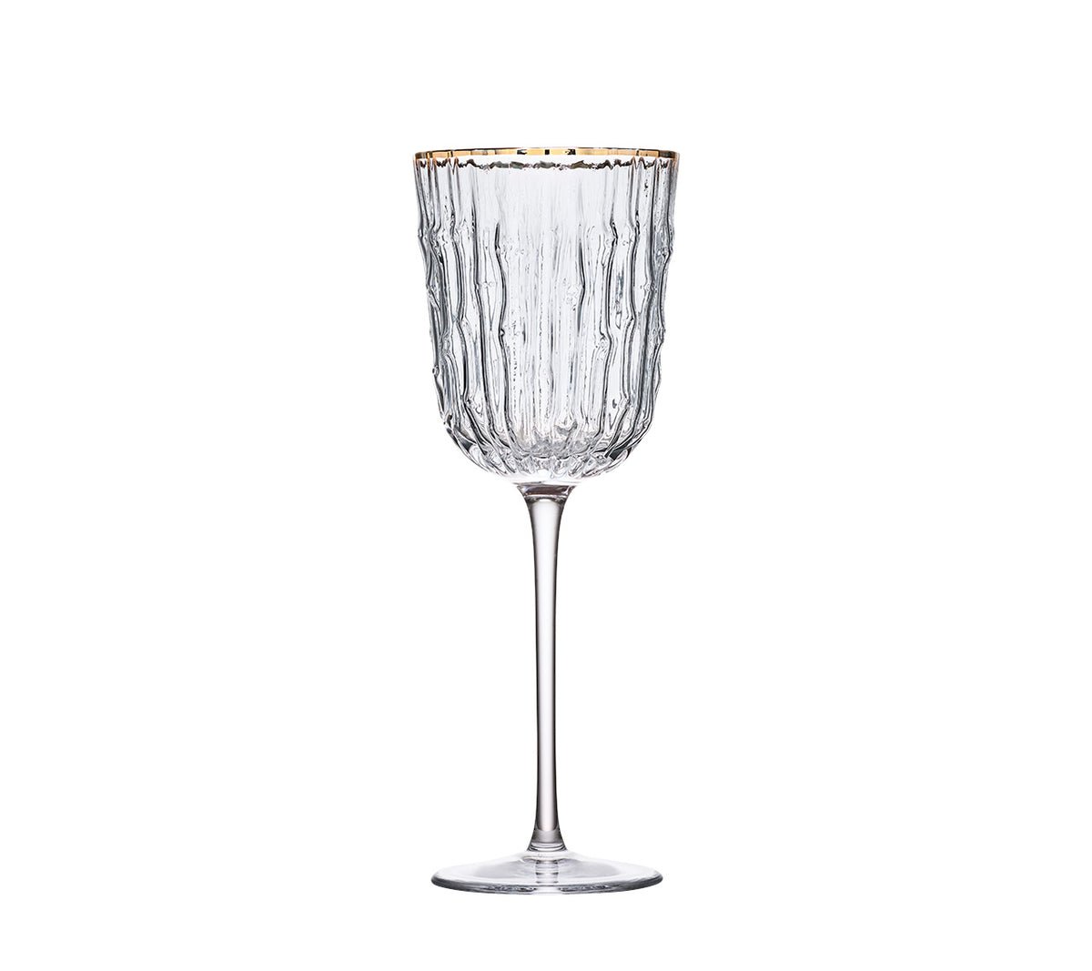 Bamboo Wine Glasses in Clear & Gold Set of 4 by Kim Seybert at Fig Linens and Home - View 1