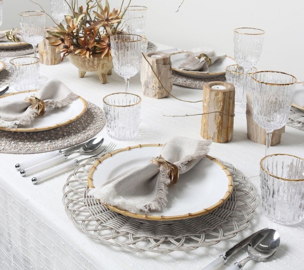 Bamboo Wine Glasses in Clear & Gold Set of 4 by Kim Seybert at Fig Linens and Home - View 4