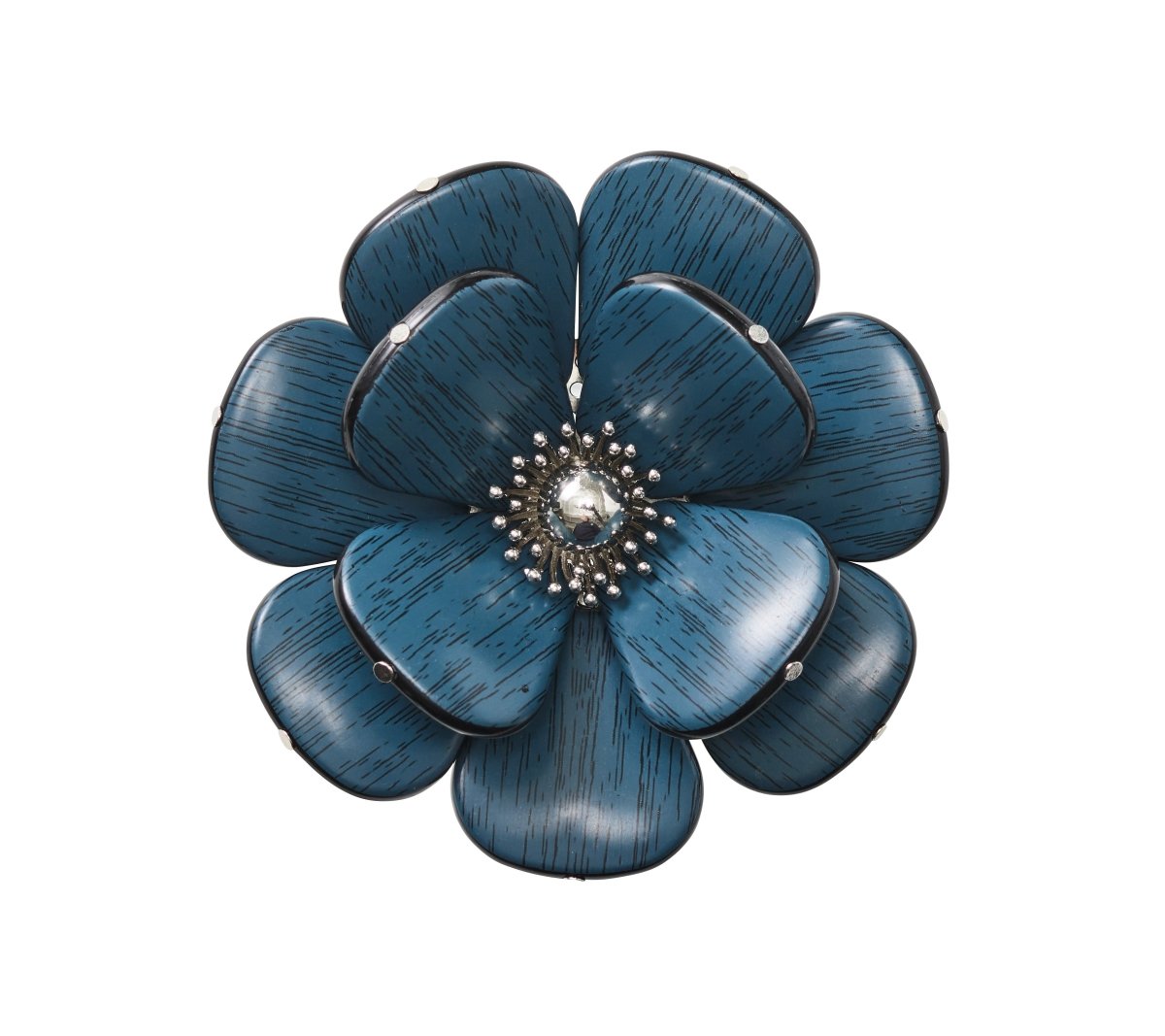 Begonia Napkin Ring in Teal & Silver, Set of 4 Kim Seybert Teal/Silver 3"L x 3"W x 2.5"H at FIG LINENS AND HOME 2