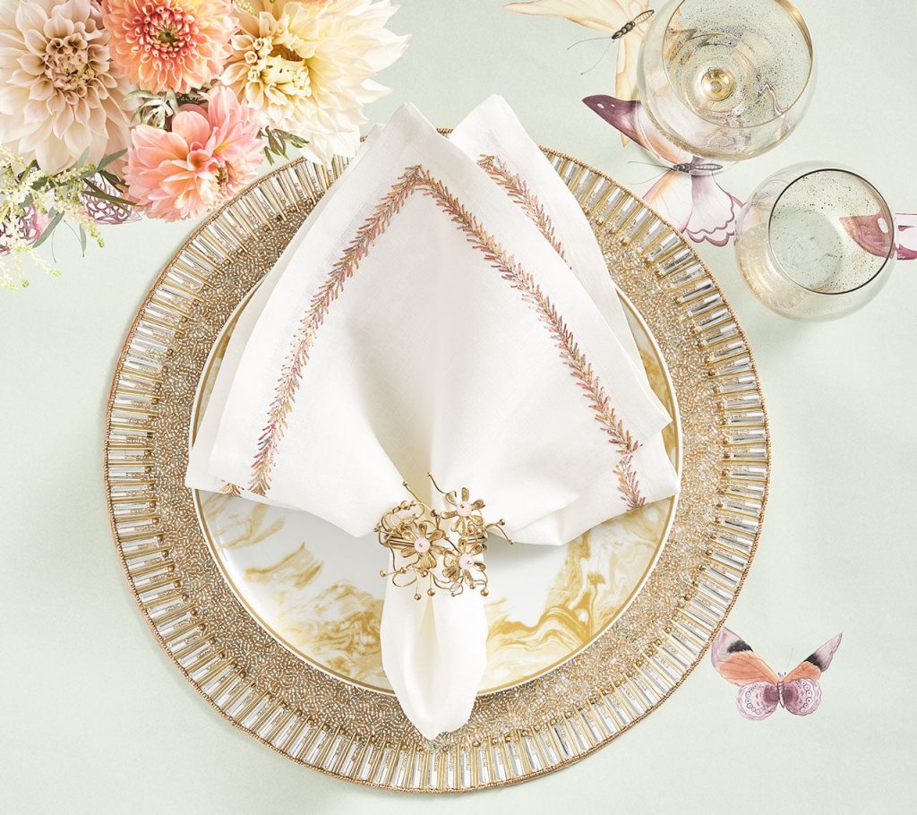 Bevel Placemat in Gold & Silver Set of 4 by Kim Seybert at Fig Linens and Home - Lifestyle 1