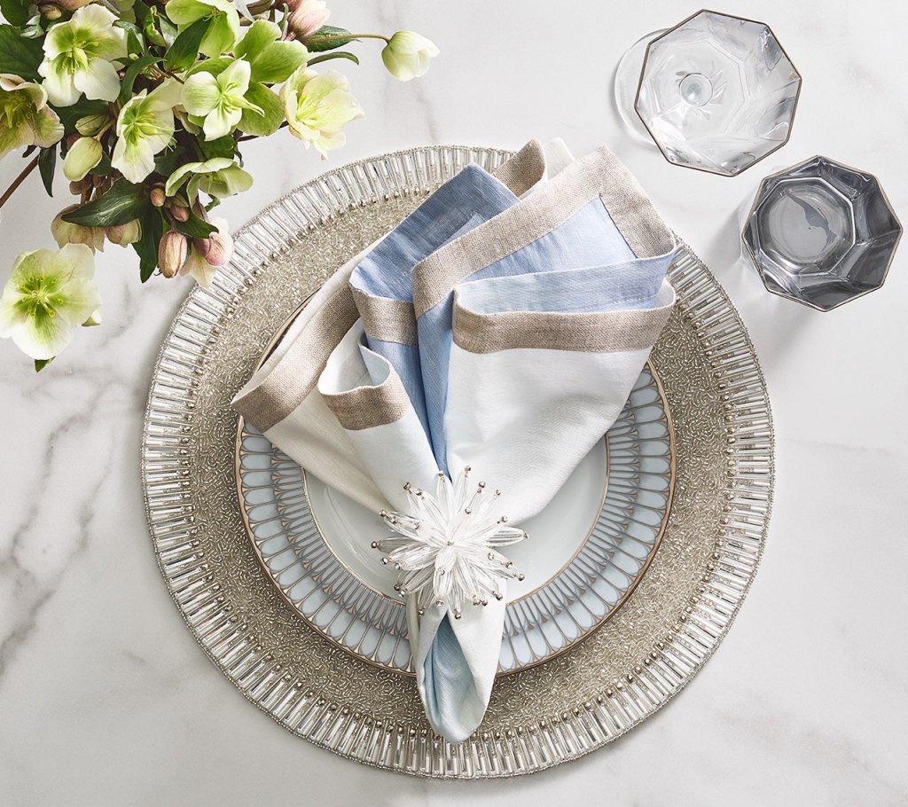 Bevel Placemat in Silver & Crystal Set of 4 by Kim Seybert at Fig Linens and Home - Lifestyle 2