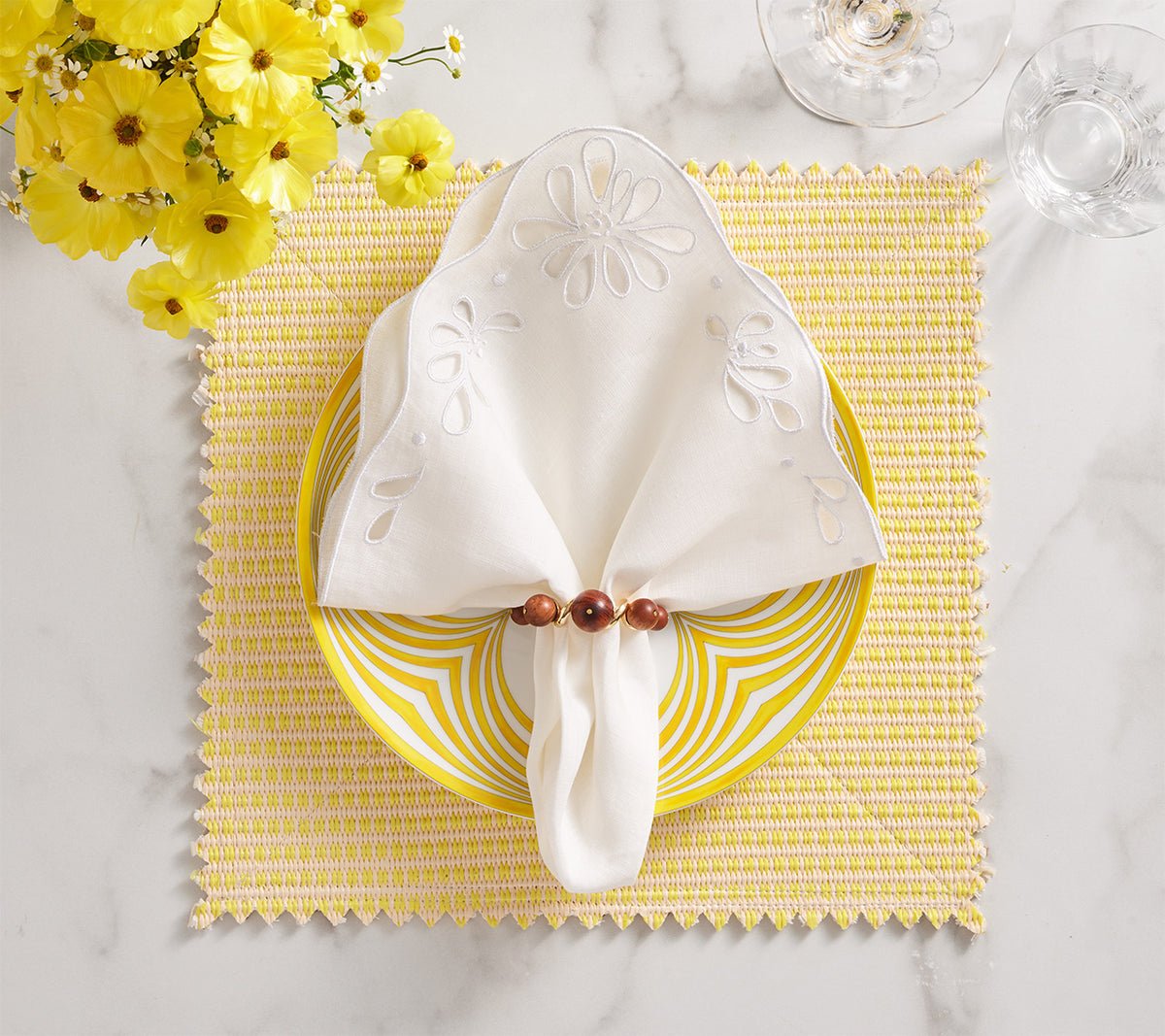 Bloom Napkin in White Set of 4 by Kim Seybert at Fig Linens and Home 2