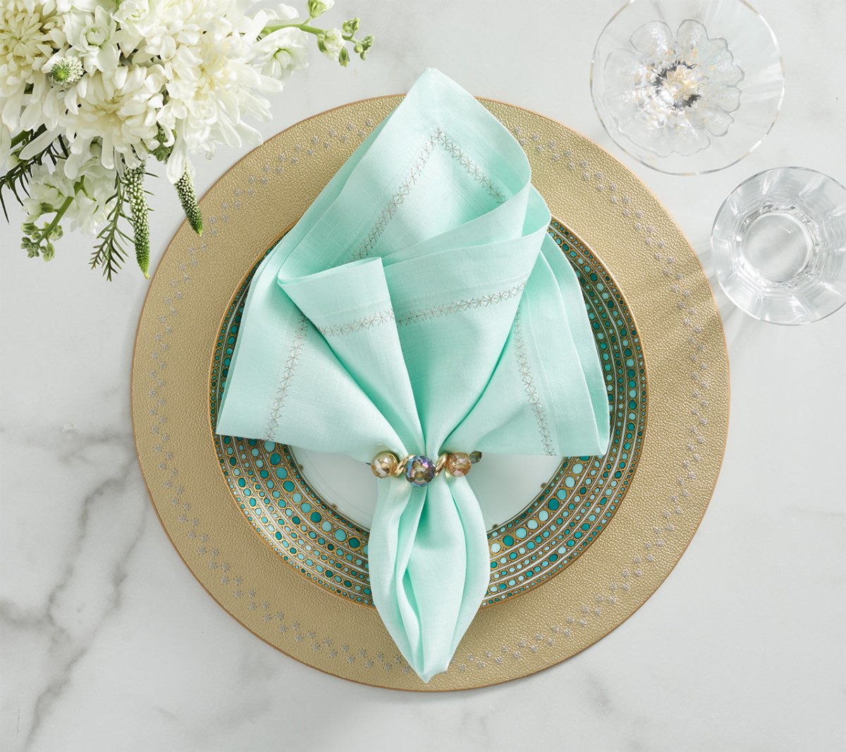Borealis Napkin Ring in Iridescent & Champagne, Set of 4 Kim Seybert at Fig Linens and Home 5