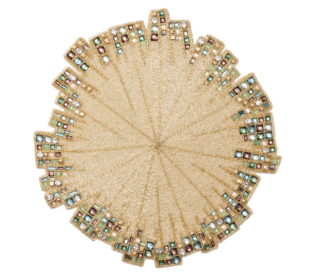 Borealis Placemat in Gold/Multi, Set of 2 Kim Seybert at Fig Linens and Home 1