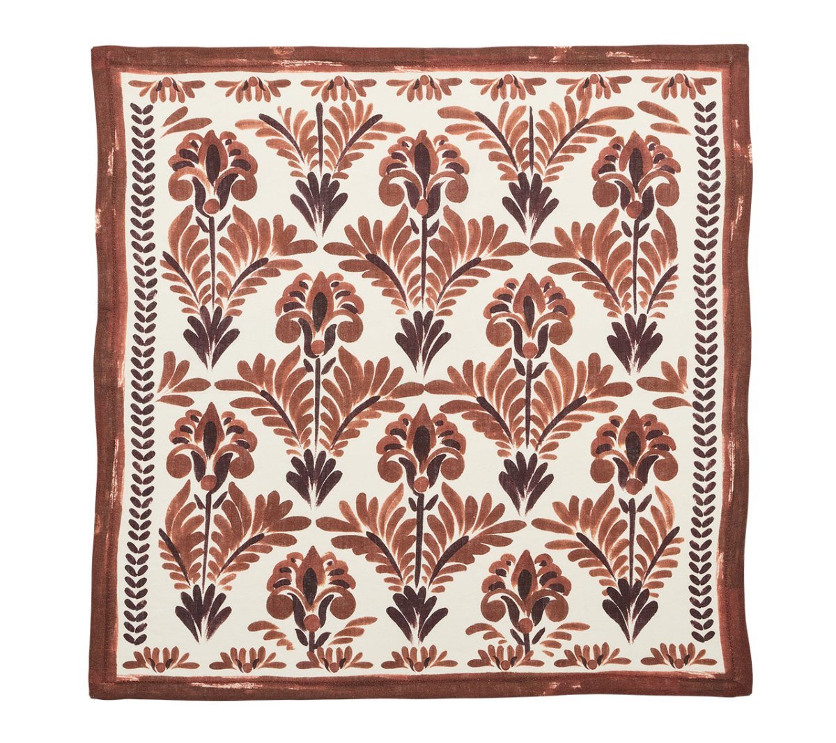 Botanica Napkin in Ivory & Brown Set of 4 by Kim Seybert - Flat Open View of Single Napkin