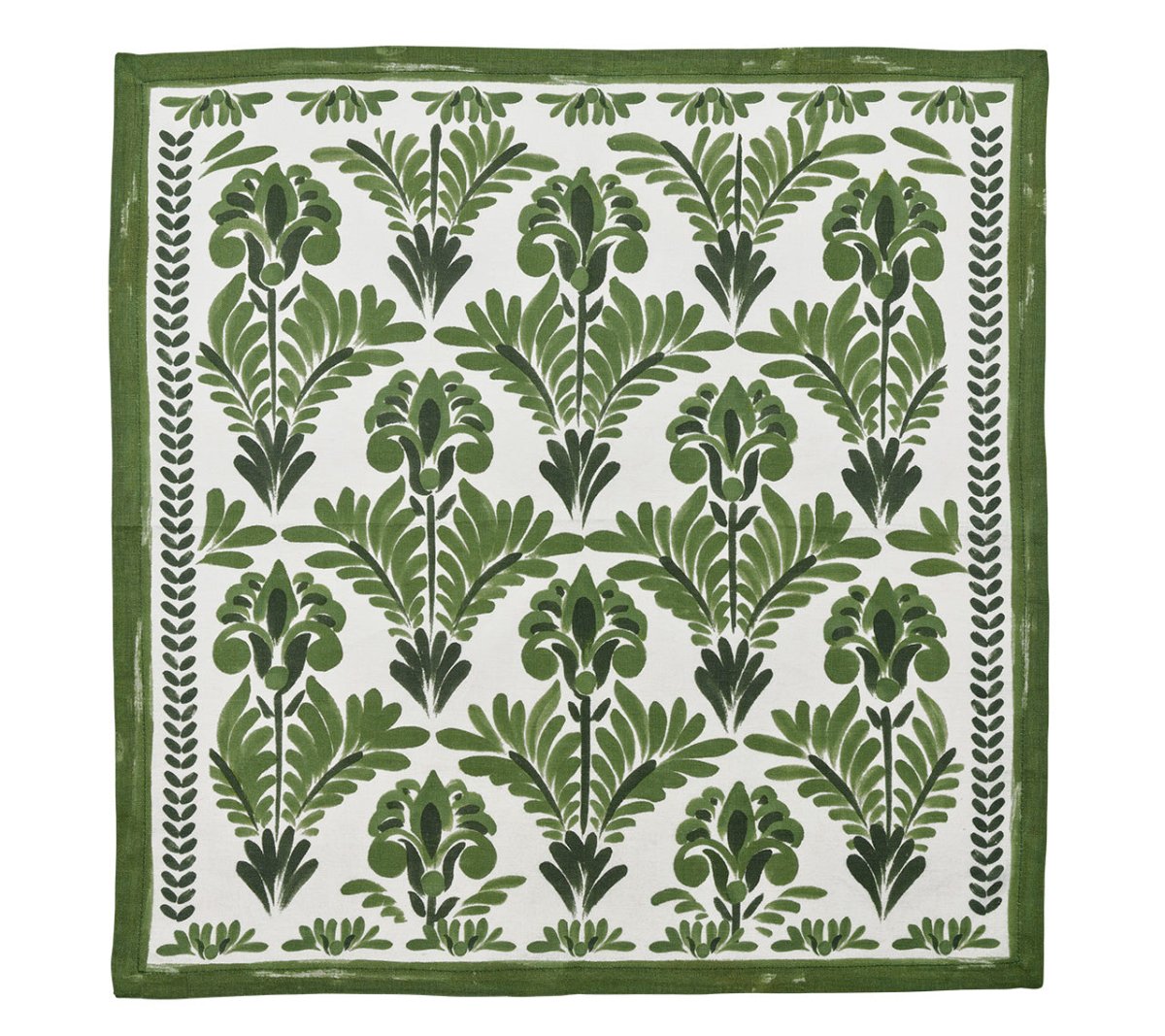 Botanica Napkin in Ivory & Green, Set of 4 by Kim Seybert Ivory/Green 21"L x 21"W x 0.1"H at FIG LINENS AND HOME 4