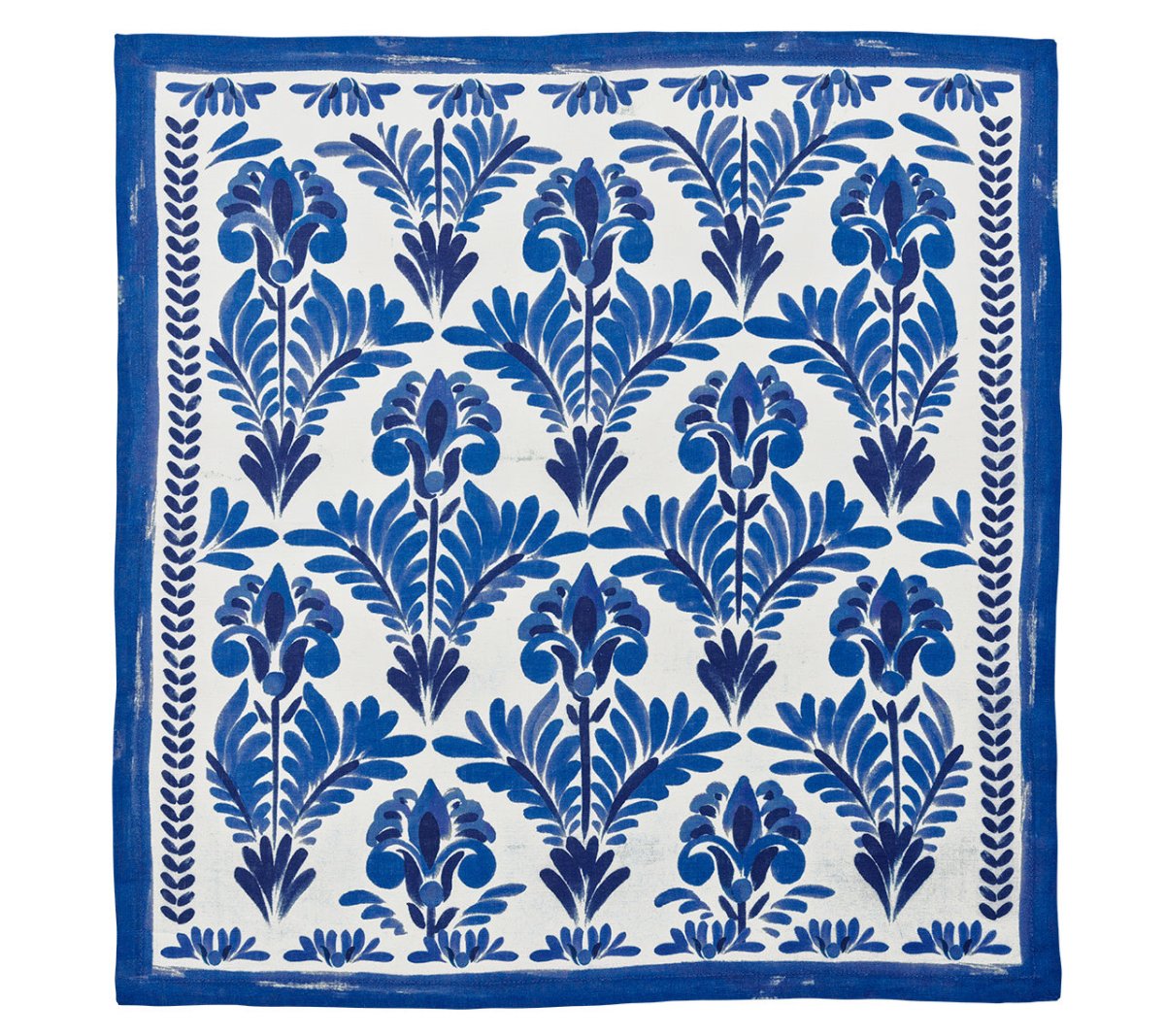 Botanica Napkin in Ivory & Navy, Set of 4 by Kim Seybert Ivory/Navy 21"L x 21"W x 0.1"H at FIG LINENS AND HOME 4