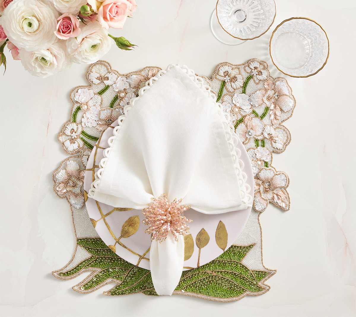 Brilliant Napkin Ring in Blush Set of 4 by Kim Seybert at Fig Linens and Home - View 3