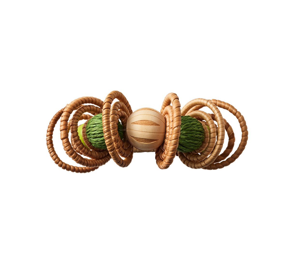 Calypso Napkin Ring in Natural & Green Set of 4 by Kim Seybert at Fig Linens and Home 1