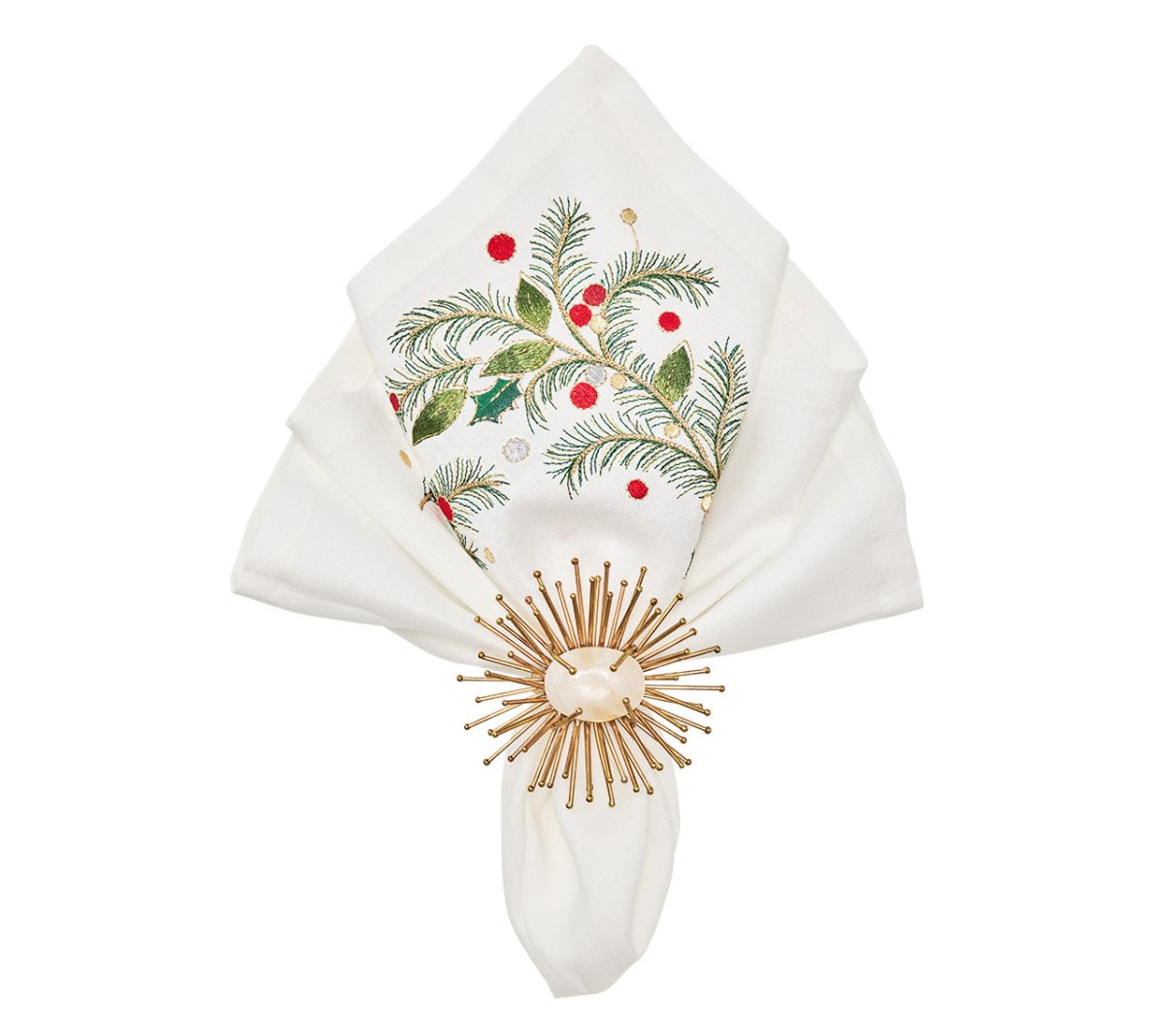 Christmas Carol Napkin in White, Red & Green, Set of 4 Kim Seybert
at Fig Linens and Home 1