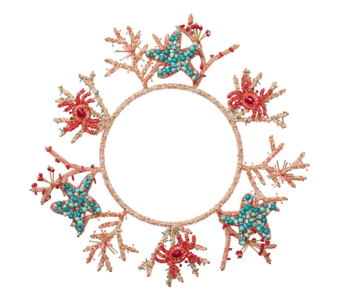 Coral Charm Charger in Turqouise, Coral & Gold by Kim Seybert at Fig Linens and Home