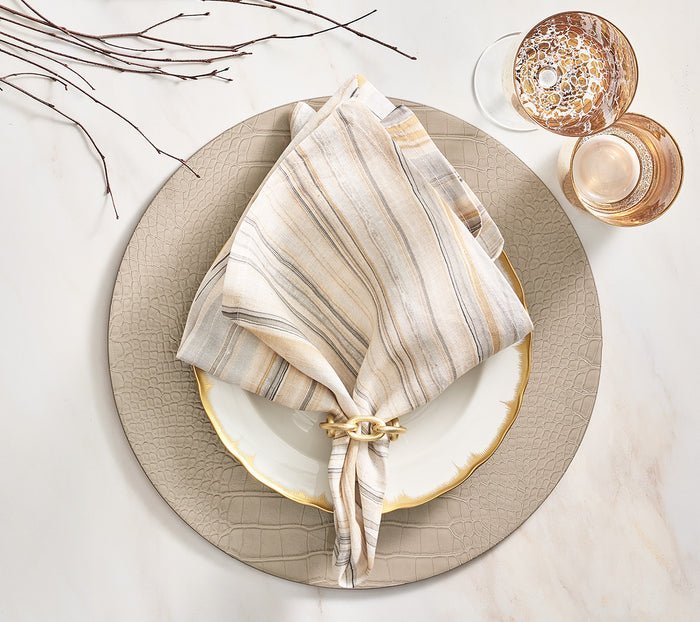 Croco Placemat in Sand Set of 4 by Kim Seybert at Fig Linens and Home 1