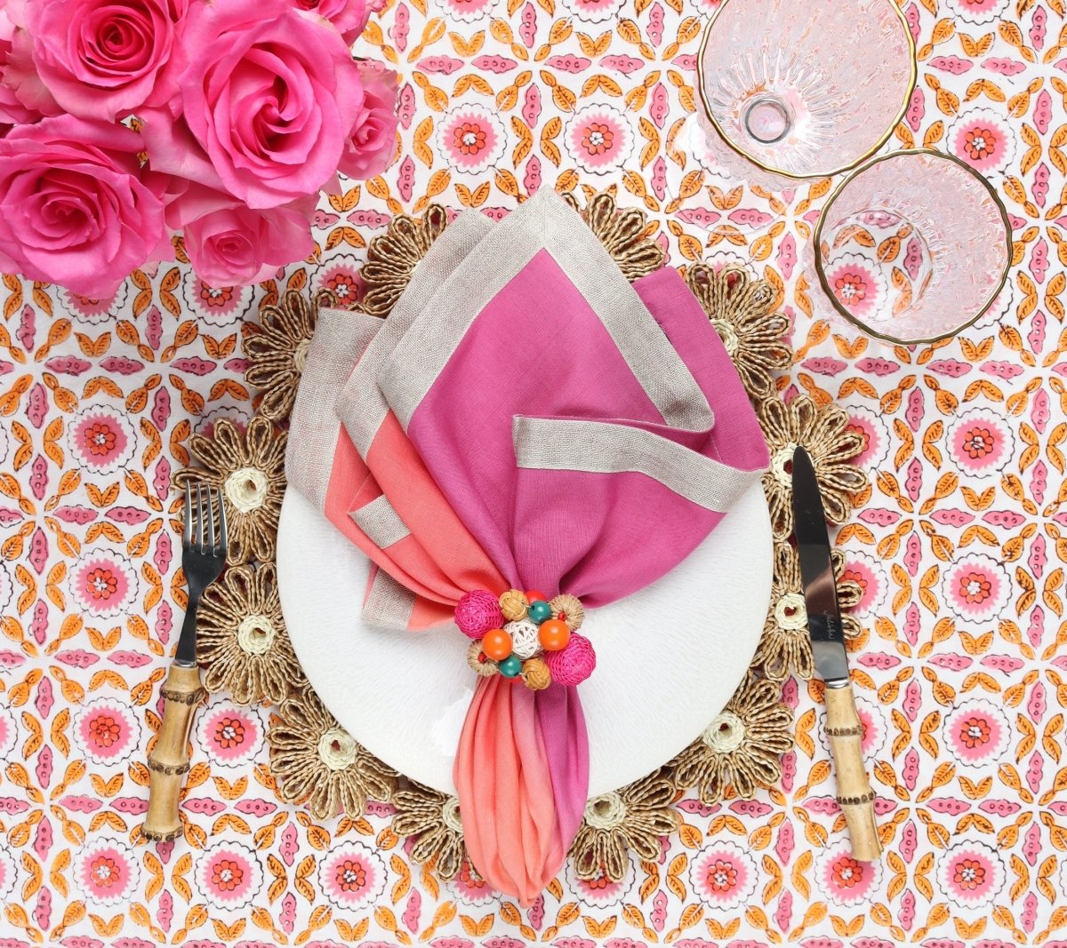 Daisy Placemat in Natural & Ivory by Kim Seybert at Fig Linens and Home - Lifestyle 4