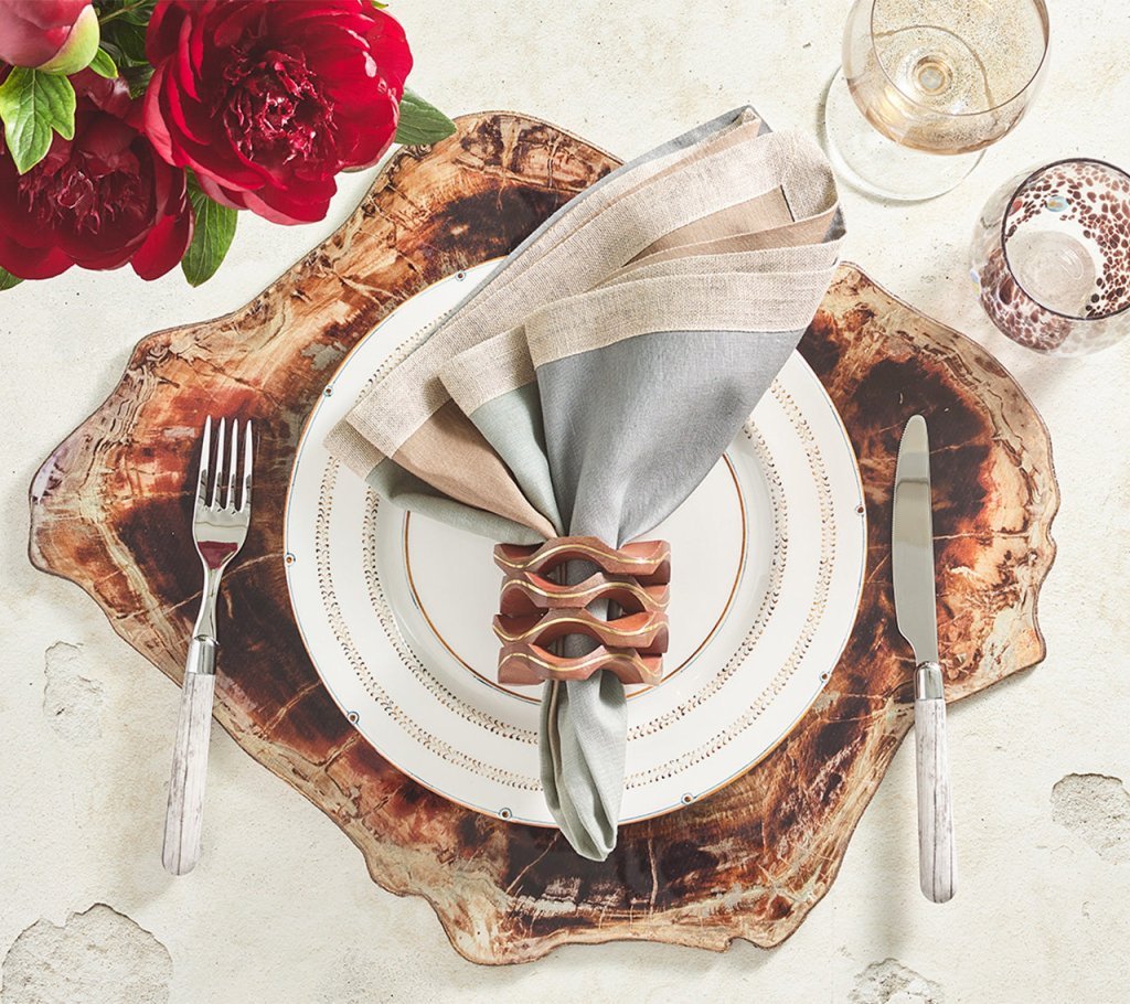 Dip Dye Napkin in Beige Taupe & Gray Set of 4 by Kim Seybert - Lifestyle 3