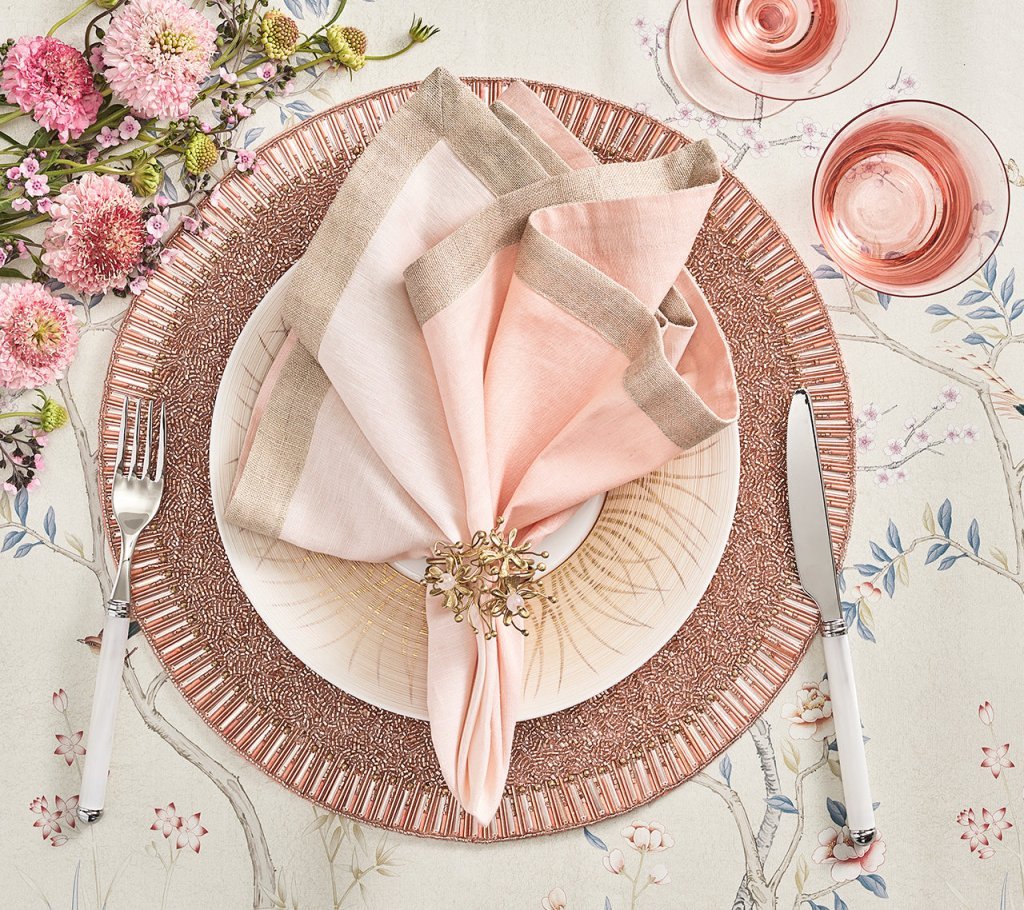 Dip Dye Napkin in Blush & Gold Set of 4 by Kim Seybert 1