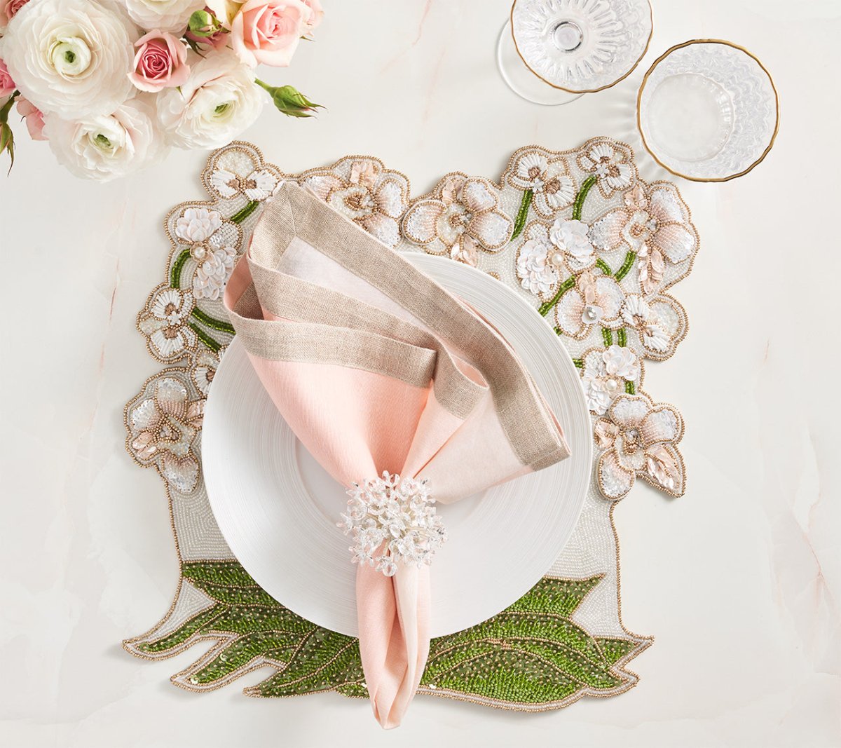 Dip Dye Napkin in Blush & Gold Set of 4 by Kim Seybert 5