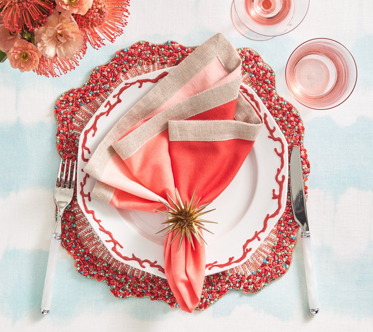 Dip Dye Napkin in Coral & Salmon Set of 4 by Kim Seybert 3