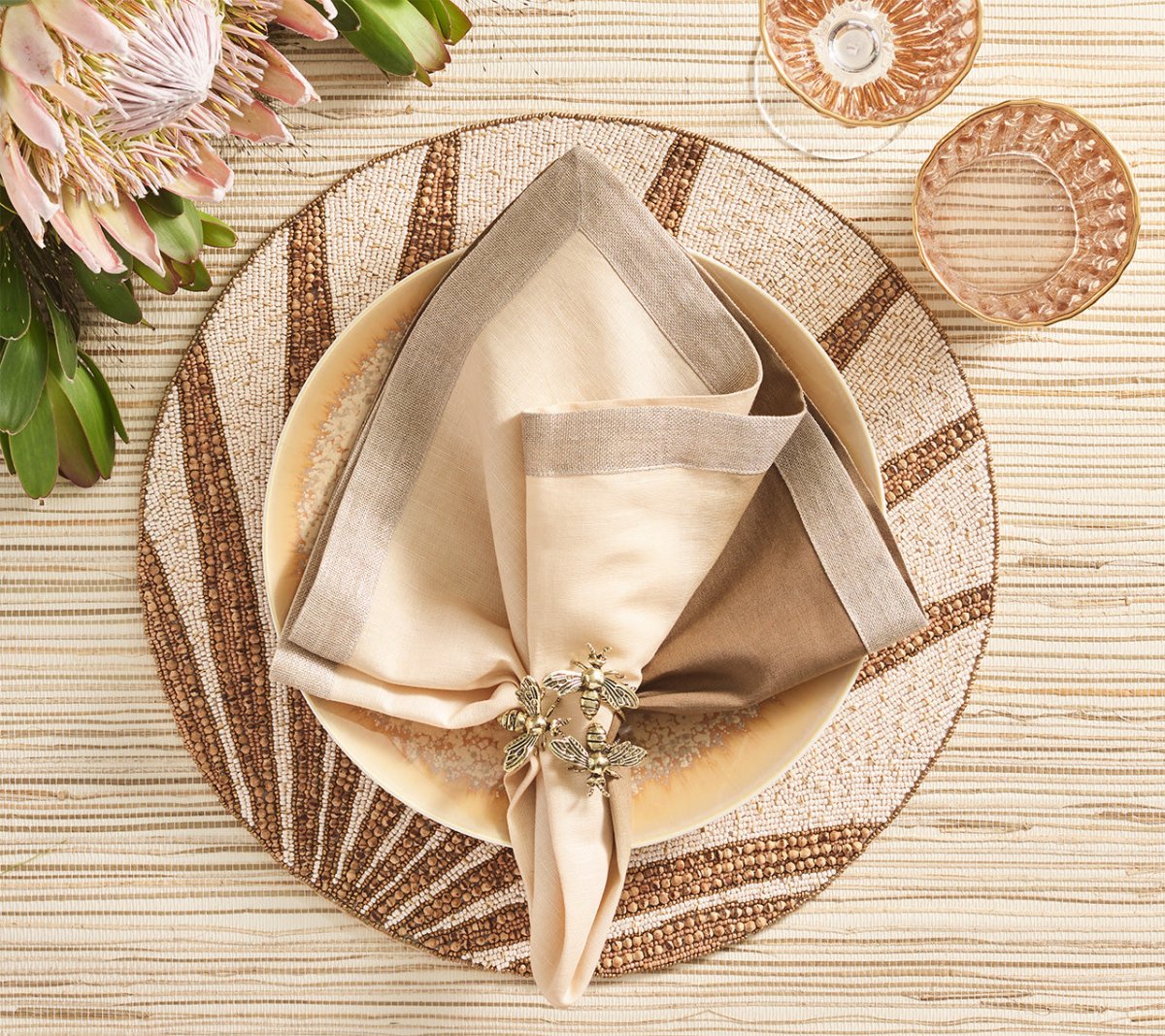 Dip Dye Napkin in Natural Brown & Gold Set of 4 by Kim Seybert 4