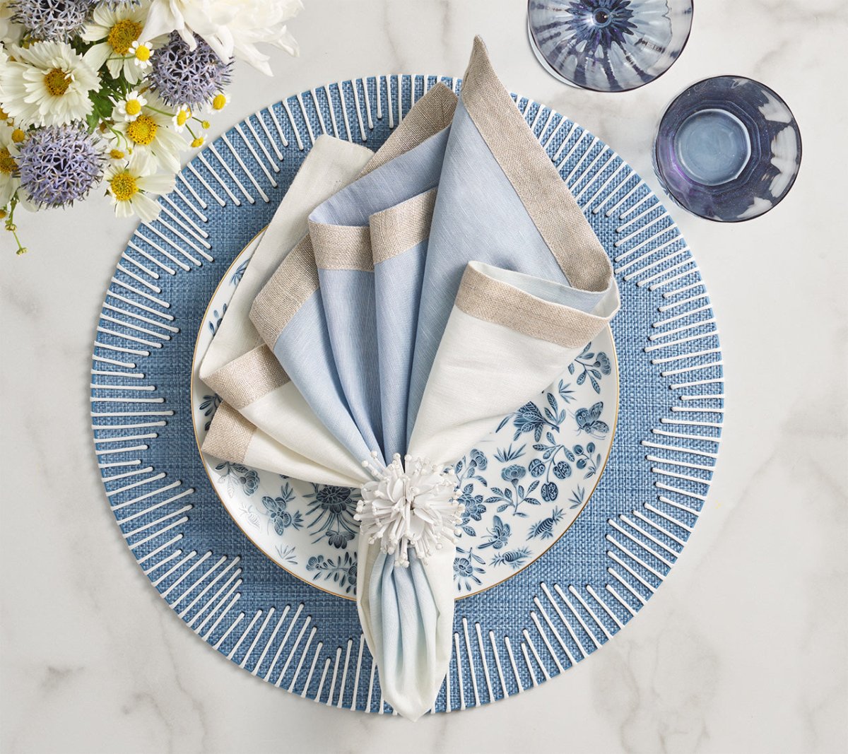 Dip Dye Napkin in White & Periwinkle Set of 4 by Kim Seybert 4