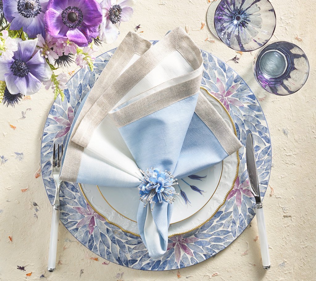 Dip Dye Napkin in White & Periwinkle Set of 4 by Kim Seybert 1