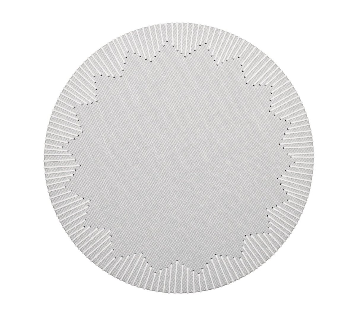 Dream Weaver Round Placemat in Gray & White | Kim Seybert Table Linens at Fig Linens and Home 1