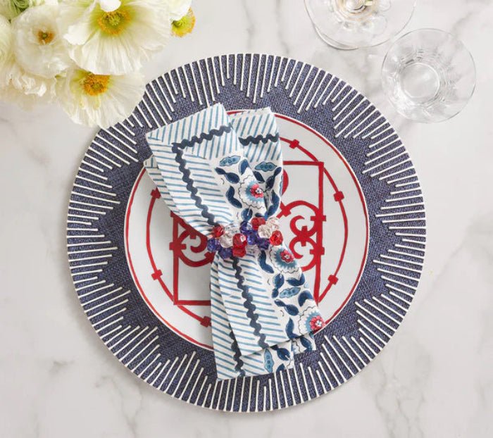 Dreamweaver Placemat in Navy & White, Set of 4 Kim Seybert | Table Linens at Fig Linens and Home 4