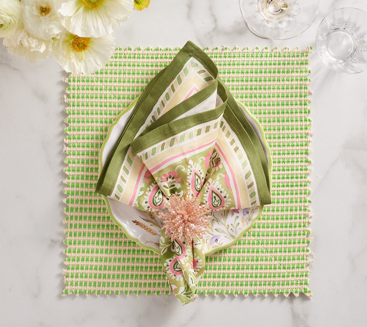 Duet Placemats in Blue & Green Set of 4 by Kim Seybert at Fig Linens and Home - View 100