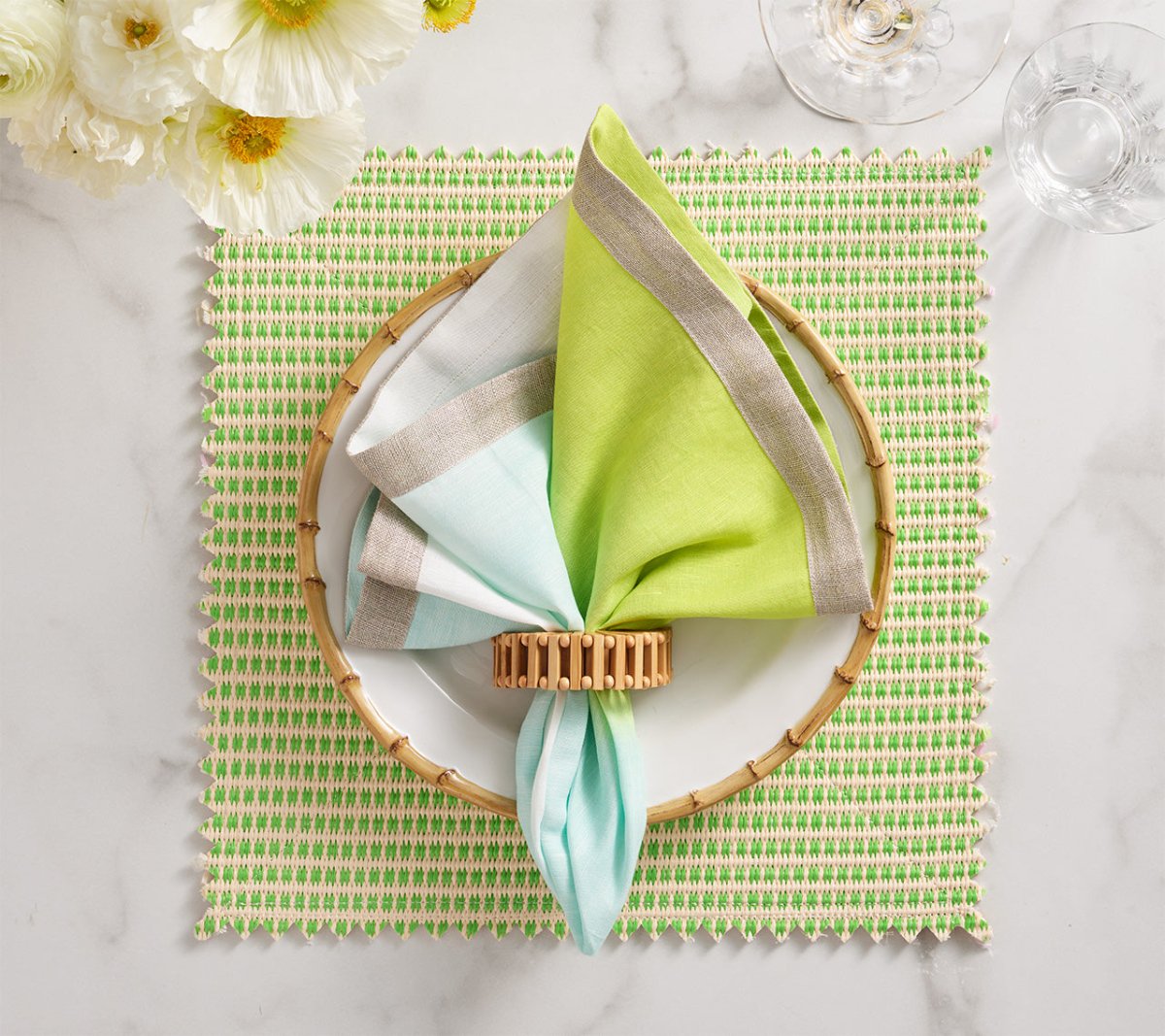 Duet Placemats in Blue & Green Set of 4 by Kim Seybert at Fig Linens and Home - View 18