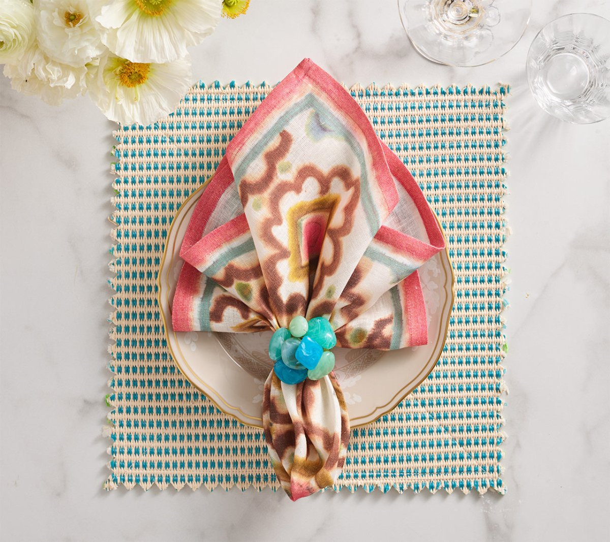 Duet Placemats in Blue & Green Set of 4 by Kim Seybert at Fig Linens and Home - View 15