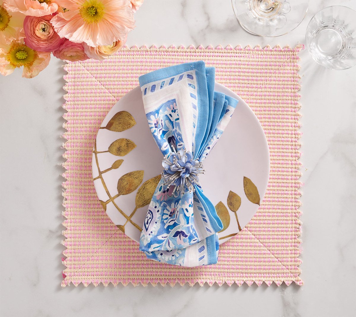 Duet Placemats in Blush & Pink Set of 4 by Kim Seybert at Fig Linens and Home - View 33