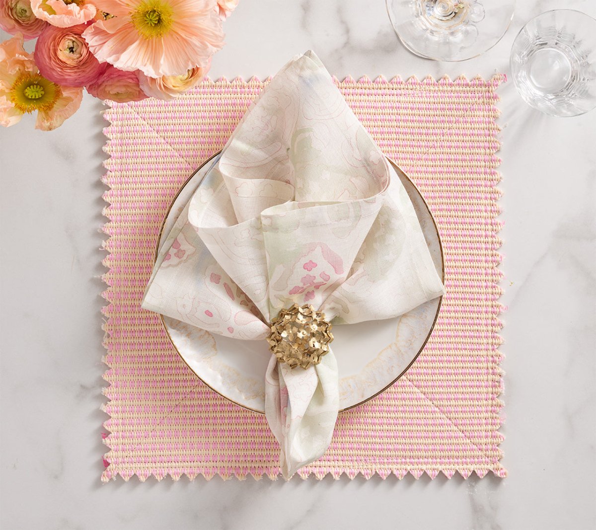 Duet Placemats in Blush & Pink Set of 4 by Kim Seybert at Fig Linens and Home - View 32