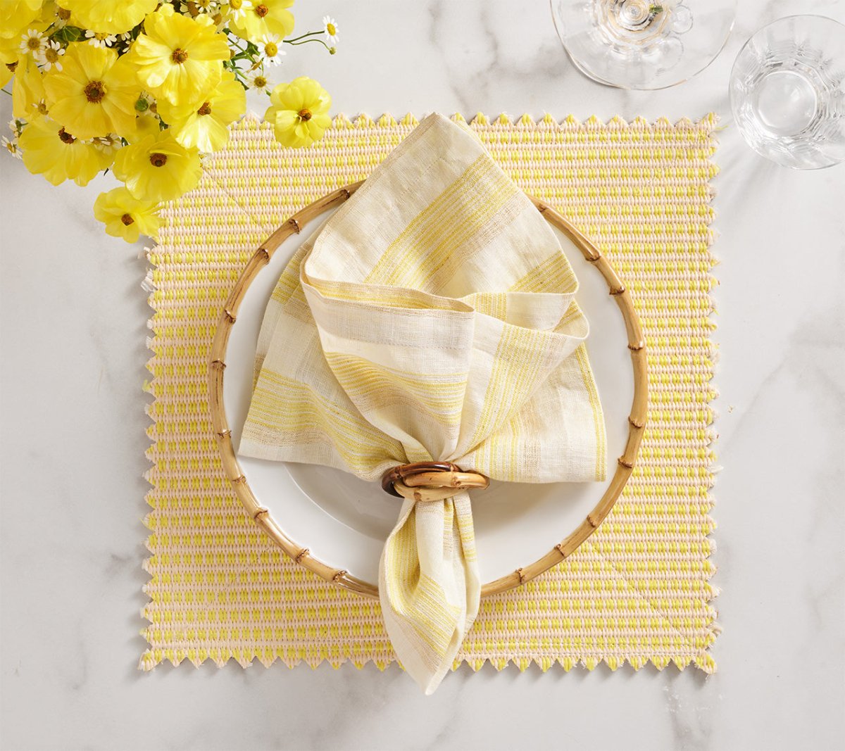 Duet Placemats in Brown & Yellow Set of 4 by Kim Seybert at Fig Linens and Home - View 103