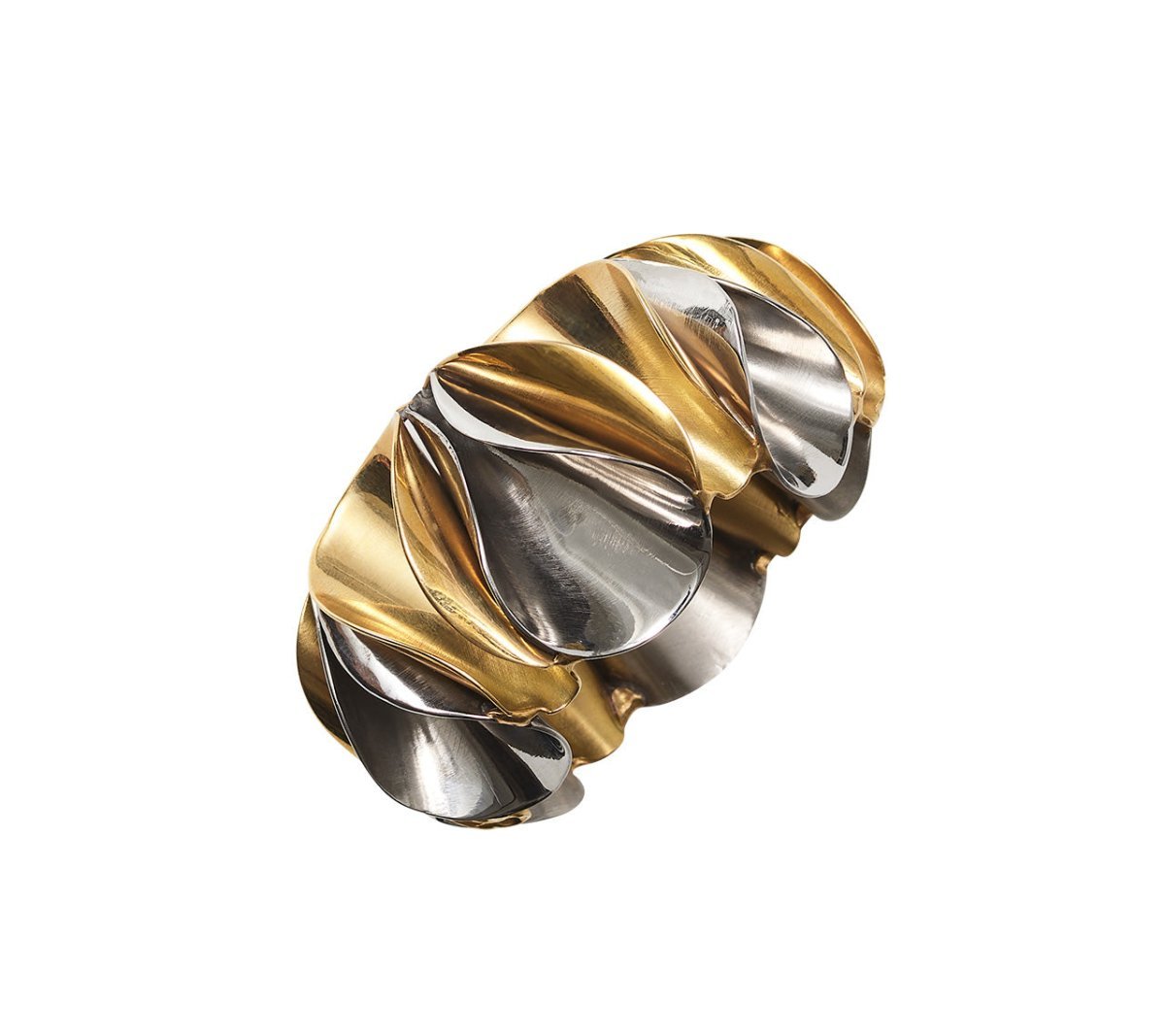 Enigma Napkin Ring in Gold & Silver Set of 4 by Kim Seybert at Fig Linens and Home