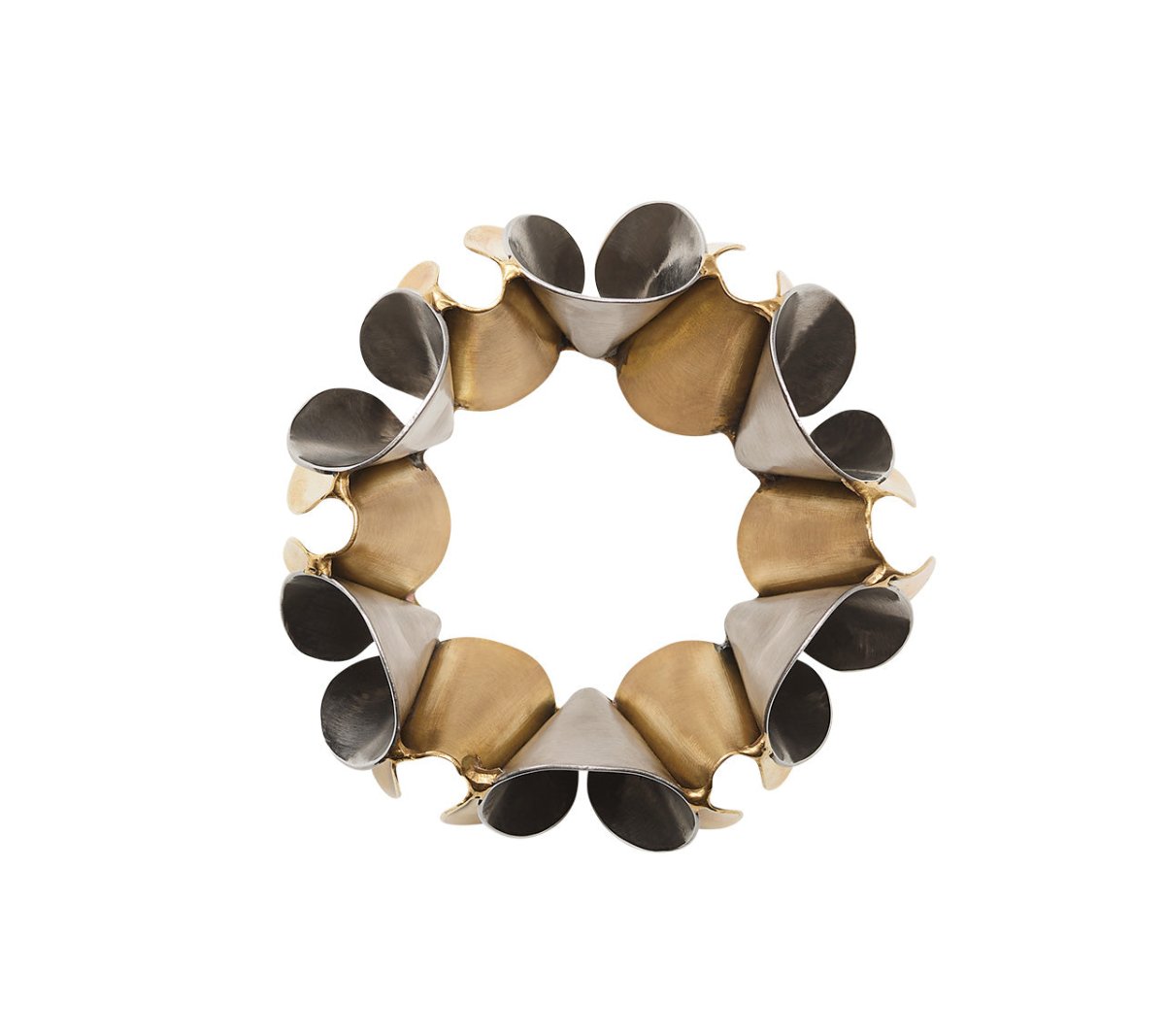 Enigma Napkin Ring in Gold & Silver Set of 4 by Kim Seybert - Top View of Napkin Rings