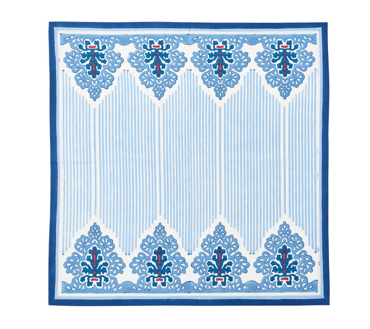 Filigree Napkin in White & Blue Set of 4 by Kim Seybert at Fig Linens and Home - Flat View
