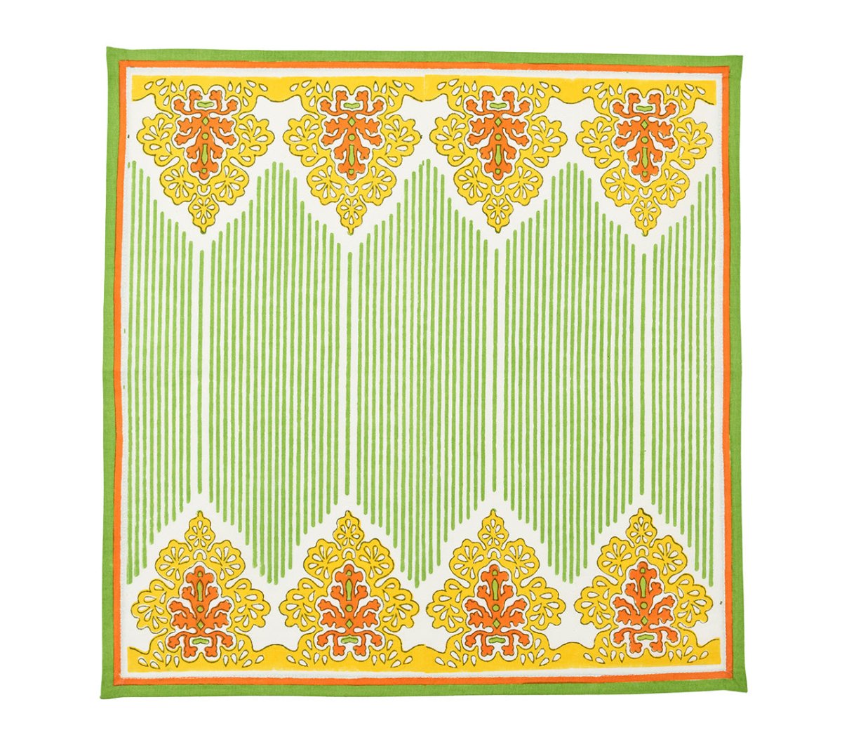 Filigree Napkin in White, Yellow & Green Set of 4 by Kim Seybert at Fig Linens and Home - Flat