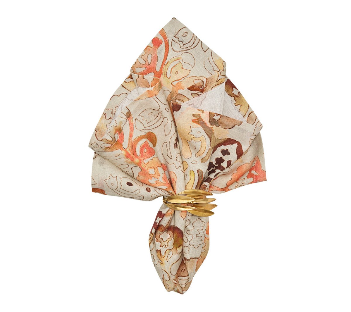 Giverny Napkin in Natural & Brown, Set of 4 Kim Seybert Natural/Brown 21"L x 21"W x 0.1"H - Set of 4 Napkins at FIG LINENS AND HOME 1