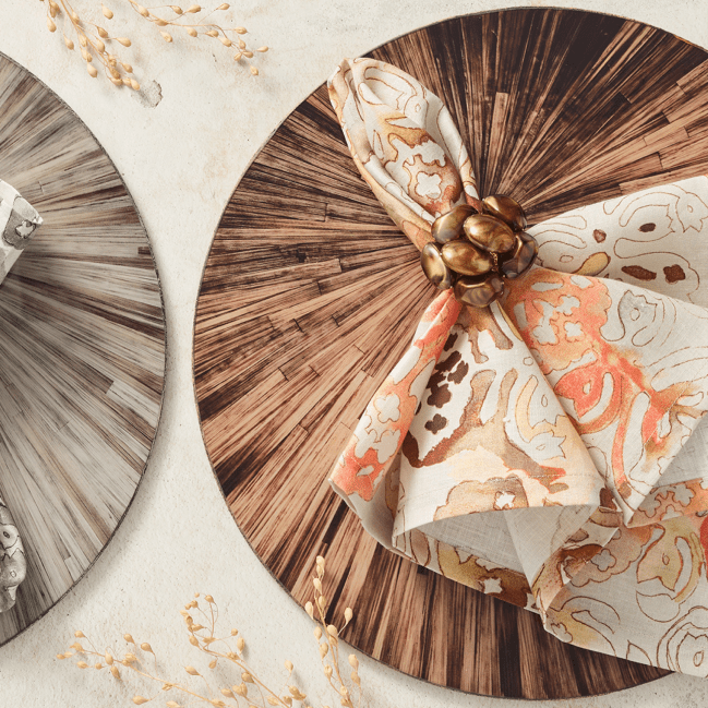 Giverny Napkin in Natural & Brown, Set of 4 Kim Seybert Natural/Brown 21"L x 21"W x 0.1"H - Set of 4 Napkins at FIG LINENS AND HOME 6