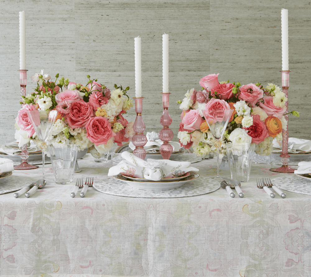 Giverny Tablecloth in Mint & Multi by Kim Seybert at Fig Linens and Home - View 2