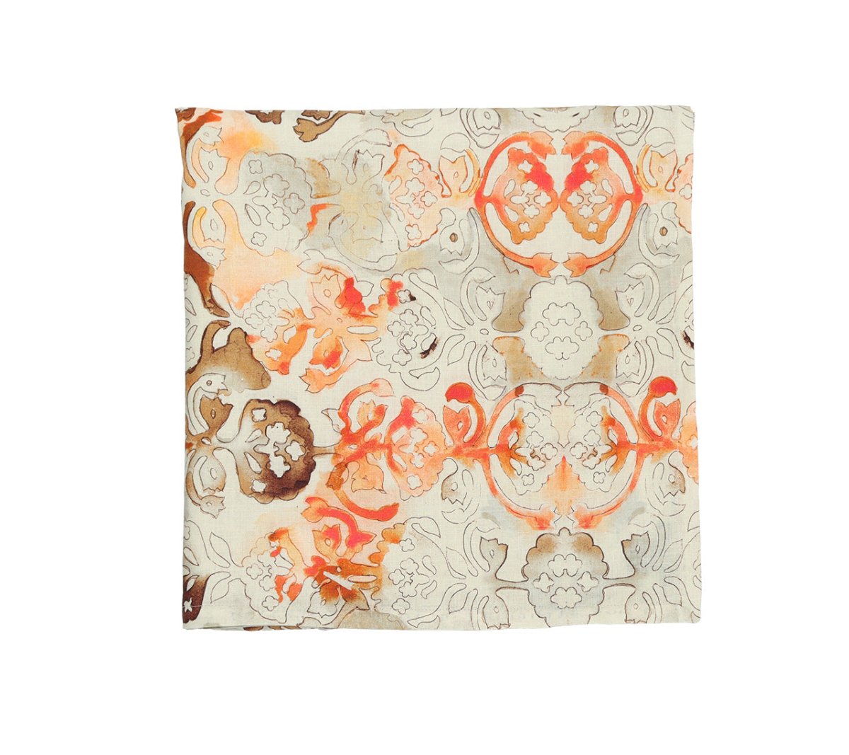 Giverny Tablecloth in Natural & Brown Kim Seybert Natural/Brown 21"L x 21"W x 0.1"H at FIG LINENS AND HOME 2