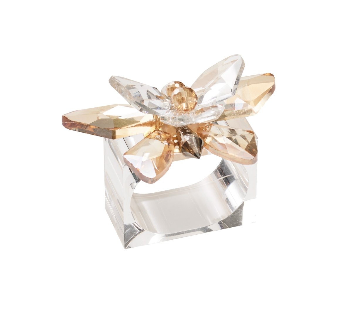 Glasswing Napkin Ring in Champagne & Crystal, Set of 4 in a Gift Box Kim Seybert