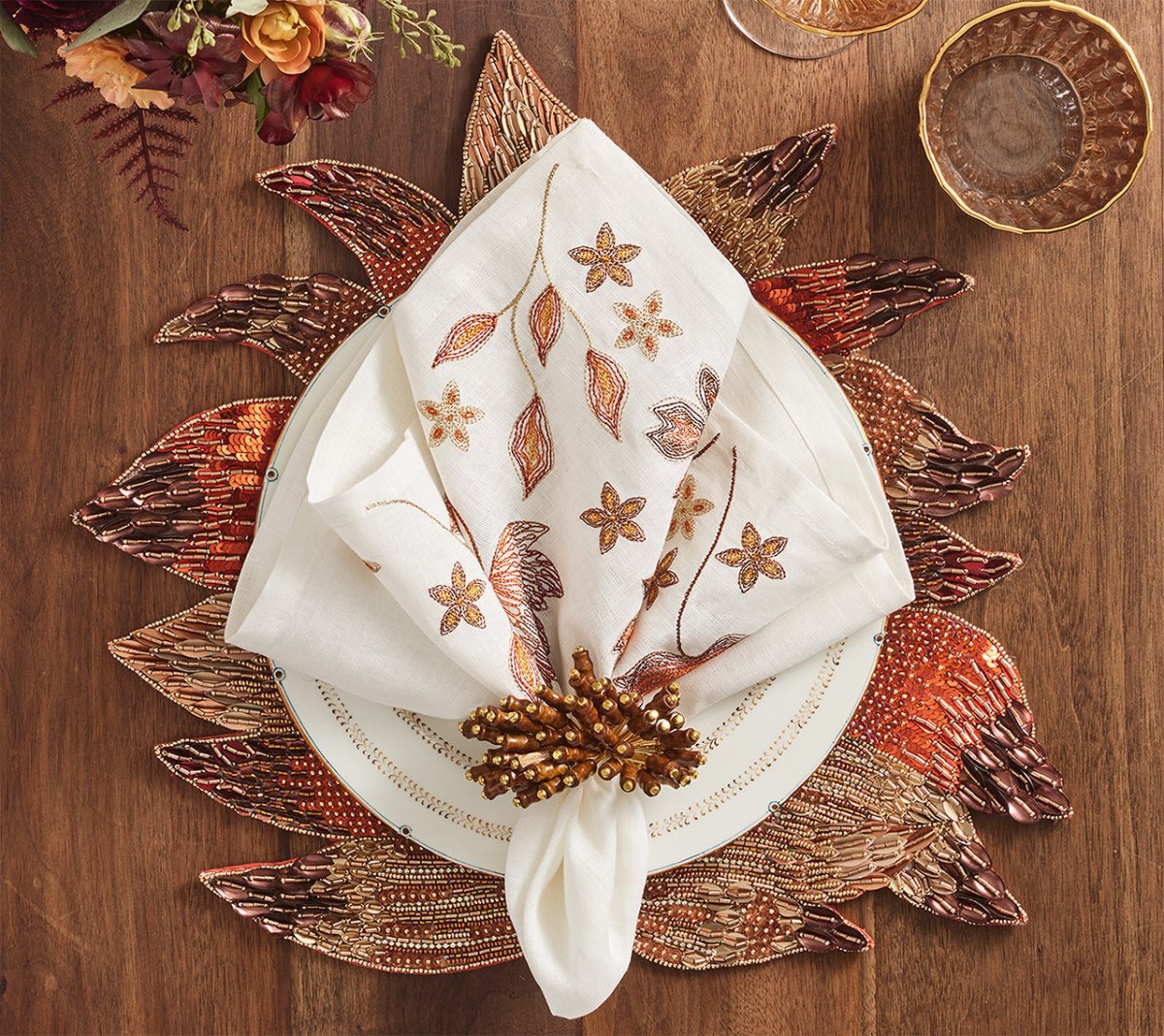 Harvest Placemat in Brown & Orange Kim Seybert 3